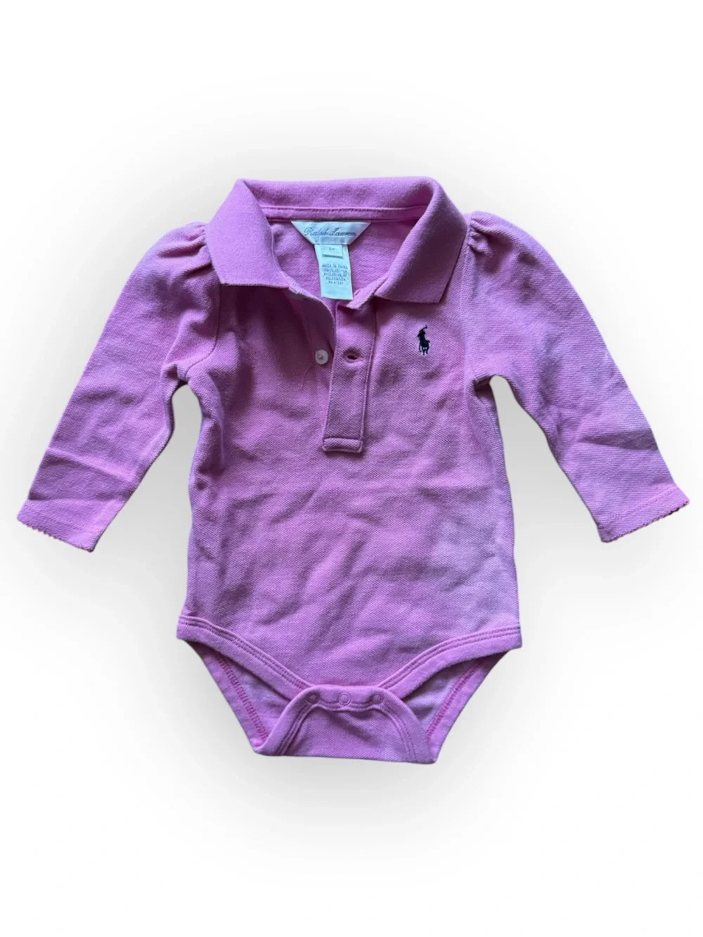 Ralph Lauren Polo Baby Pink Long Sleeve One-Piece